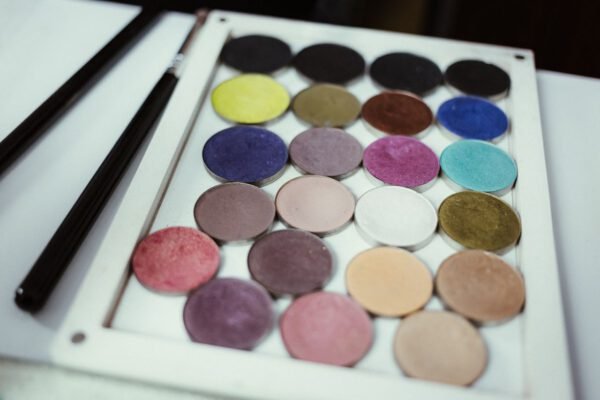 A diverse palette of colorful eyeshadows perfect for makeup artistry.